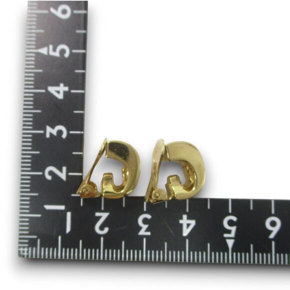 Burberry Authentic Vintage Y2K Gold & Plaid Check Huggie Clip-On Earrings w/ Box - Picture 8 of 8